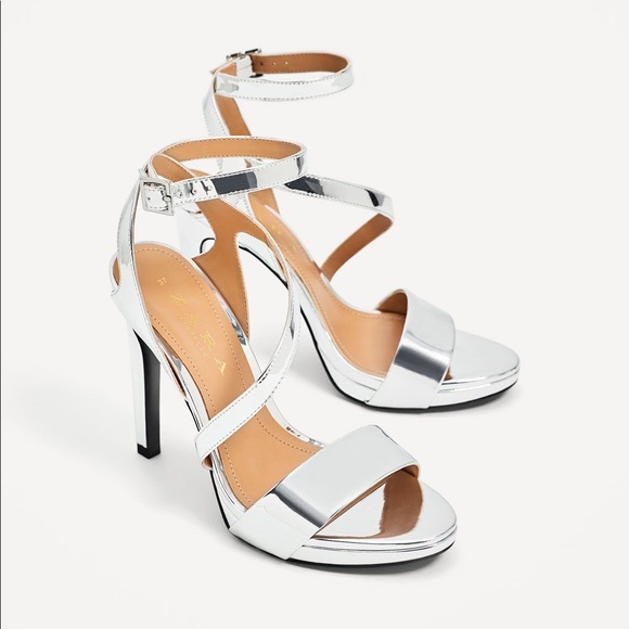 zara silver strappy heels